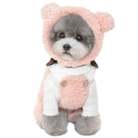 HKM-469907 Plush Bear Hat for Pets - Cozy Cartoon Costume Headwear in Brown, White, and Pink