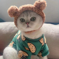 HKM-469907 Plush Bear Hat for Pets - Cozy Cartoon Costume Headwear in Brown, White, and Pink
