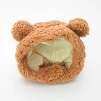 HKM-469907 Plush Bear Hat for Pets - Cozy Cartoon Costume Headwear in Brown, White, and Pink