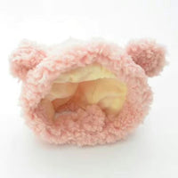 HKM-469907 Plush Bear Hat for Pets - Cozy Cartoon Costume Headwear in Brown, White, and Pink