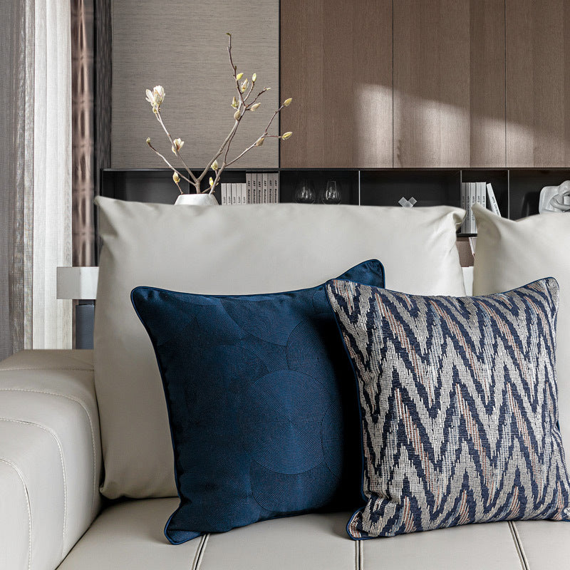 HKM-470035 Denim Blue Modern Minimalist Pillow Cover for Living Room, 45x45cm