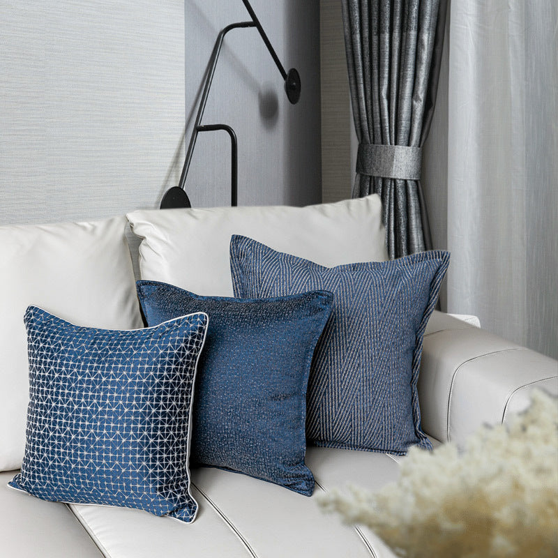 HKM-470035 Denim Blue Modern Minimalist Pillow Cover for Living Room, 45x45cm