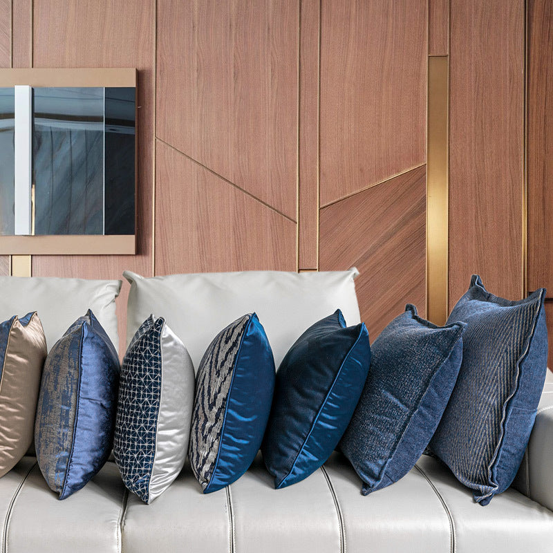 HKM-470035 Denim Blue Modern Minimalist Pillow Cover for Living Room, 45x45cm
