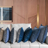 HKM-470035 Denim Blue Modern Minimalist Pillow Cover for Living Room, 45x45cm