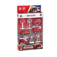 HKM-470163 Diecast Engineering Vehicle Toy Set with Police Car and Truck for Kids Ages 3 and Up