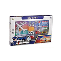 HKM-470163 Diecast Engineering Vehicle Toy Set with Police Car and Truck for Kids Ages 3 and Up