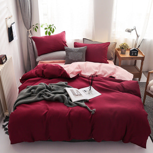 HKM-470227 Pure Color Double Mat Four-Piece Set - Multiple Sizes and Color Options Available