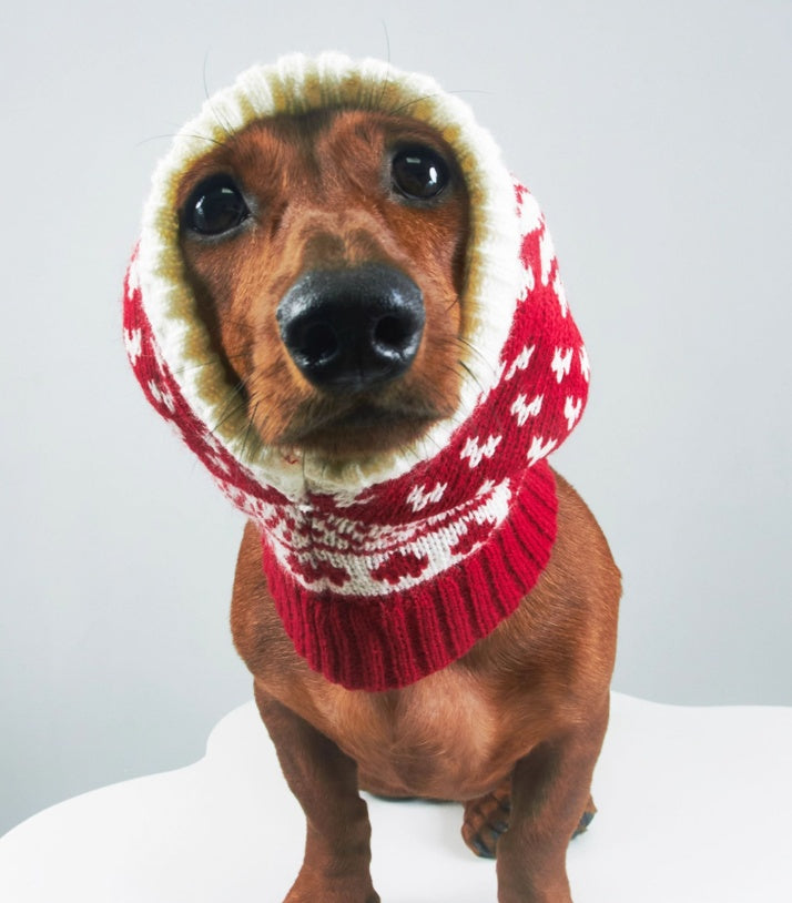 HKM-470547 Casual Snowflake Knitted Wool Ball Hat for Pets - Winter Fashion Accessory