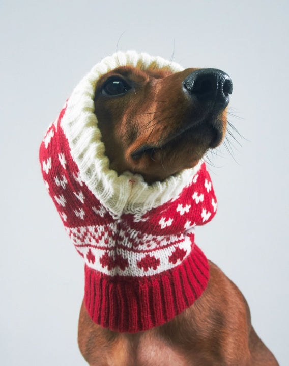 HKM-470547 Casual Snowflake Knitted Wool Ball Hat for Pets - Winter Fashion Accessory