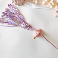 HKM-470547 Elegant Cat Teaser Wand with Soft Yarn Tape - Purple, Peach, Gray & Blue Options