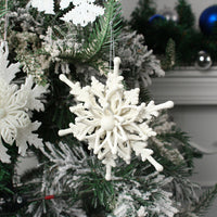 HKM-470675 White Snowflake String Decorations for Christmas Parties, Set of 3 Pendants