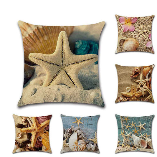 HKM-470739 Hand-Woven Macrame Cushion Cover - 45x45cm Beach Style Linen Pillowcase for Home Decor