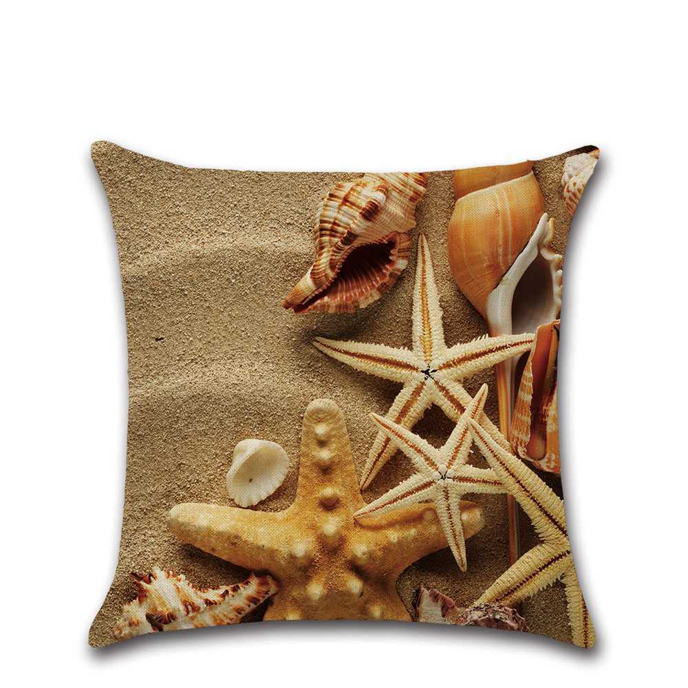 HKM-470739 Hand-Woven Macrame Cushion Cover - 45x45cm Beach Style Linen Pillowcase for Home Decor