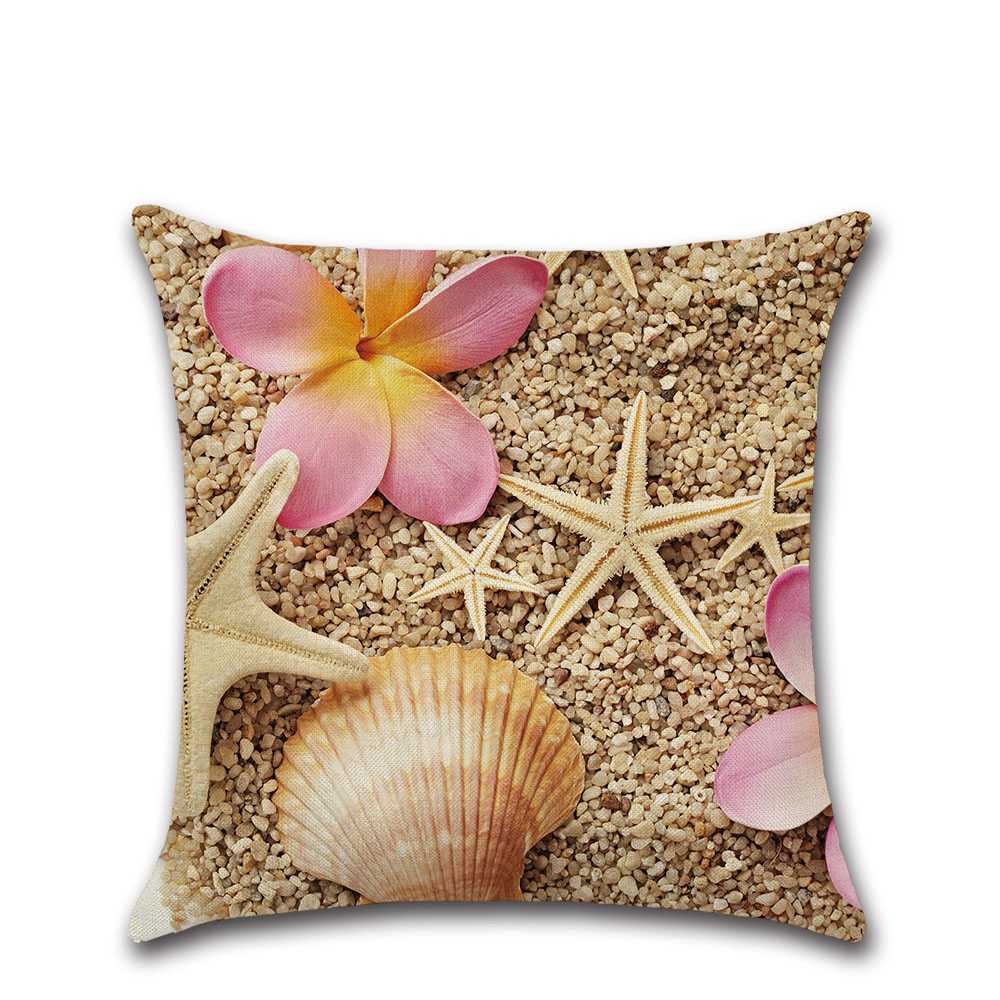 HKM-470739 Hand-Woven Macrame Cushion Cover - 45x45cm Beach Style Linen Pillowcase for Home Decor