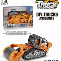HKM-470867 4 in 1 Diecast Metal Truck Construction Machinery Toy Set for Kids, 1:32 Scale Friction Vehicles