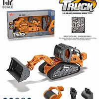 HKM-470867 4 in 1 Diecast Metal Truck Construction Machinery Toy Set for Kids, 1:32 Scale Friction Vehicles