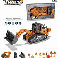 HKM-470867 4 in 1 Diecast Metal Truck Construction Machinery Toy Set for Kids, 1:32 Scale Friction Vehicles