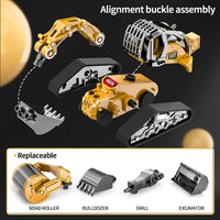 HKM-470867 4 in 1 Diecast Metal Truck Construction Machinery Toy Set for Kids, 1:32 Scale Friction Vehicles