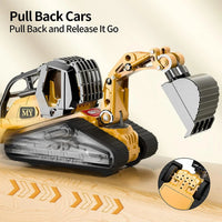 HKM-470867 4 in 1 Diecast Metal Truck Construction Machinery Toy Set for Kids, 1:32 Scale Friction Vehicles