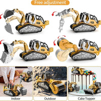 HKM-470867 4 in 1 Diecast Metal Truck Construction Machinery Toy Set for Kids, 1:32 Scale Friction Vehicles