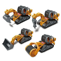 HKM-470867 4 in 1 Diecast Metal Truck Construction Machinery Toy Set for Kids, 1:32 Scale Friction Vehicles