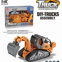HKM-470867 4 in 1 Diecast Metal Truck Construction Machinery Toy Set for Kids, 1:32 Scale Friction Vehicles