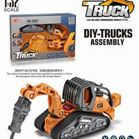 HKM-470867 4 in 1 Diecast Metal Truck Construction Machinery Toy Set for Kids, 1:32 Scale Friction Vehicles