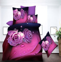 HKM-470867 Brushed 3D Four-Piece Bedding Set with Floral Design in Polyester Fiber
