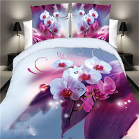HKM-470867 Brushed 3D Four-Piece Bedding Set with Floral Design in Polyester Fiber
