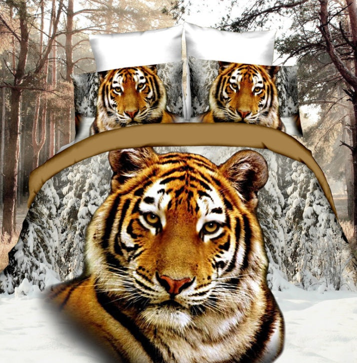 KTX-470867 Brushed 3D Four-Piece Bedding Set with Floral Design in Polyester Fiber