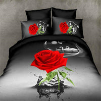 HKM-470867 Brushed 3D Four-Piece Bedding Set with Floral Design in Polyester Fiber