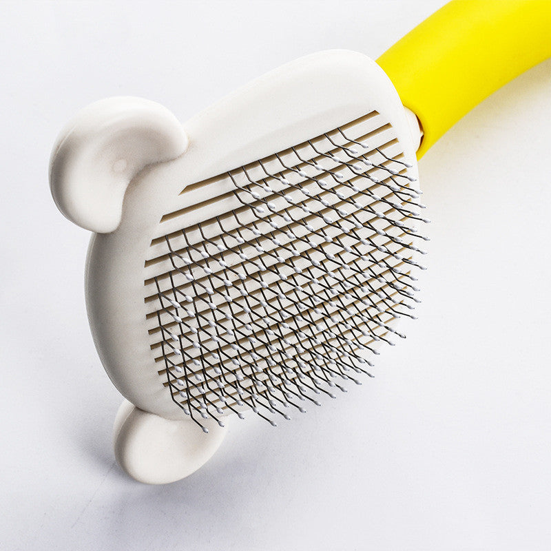 HKM-470995 Pet Floating Comb Brush for Dogs - Yellow and Blue ABS Hair Removal Tool