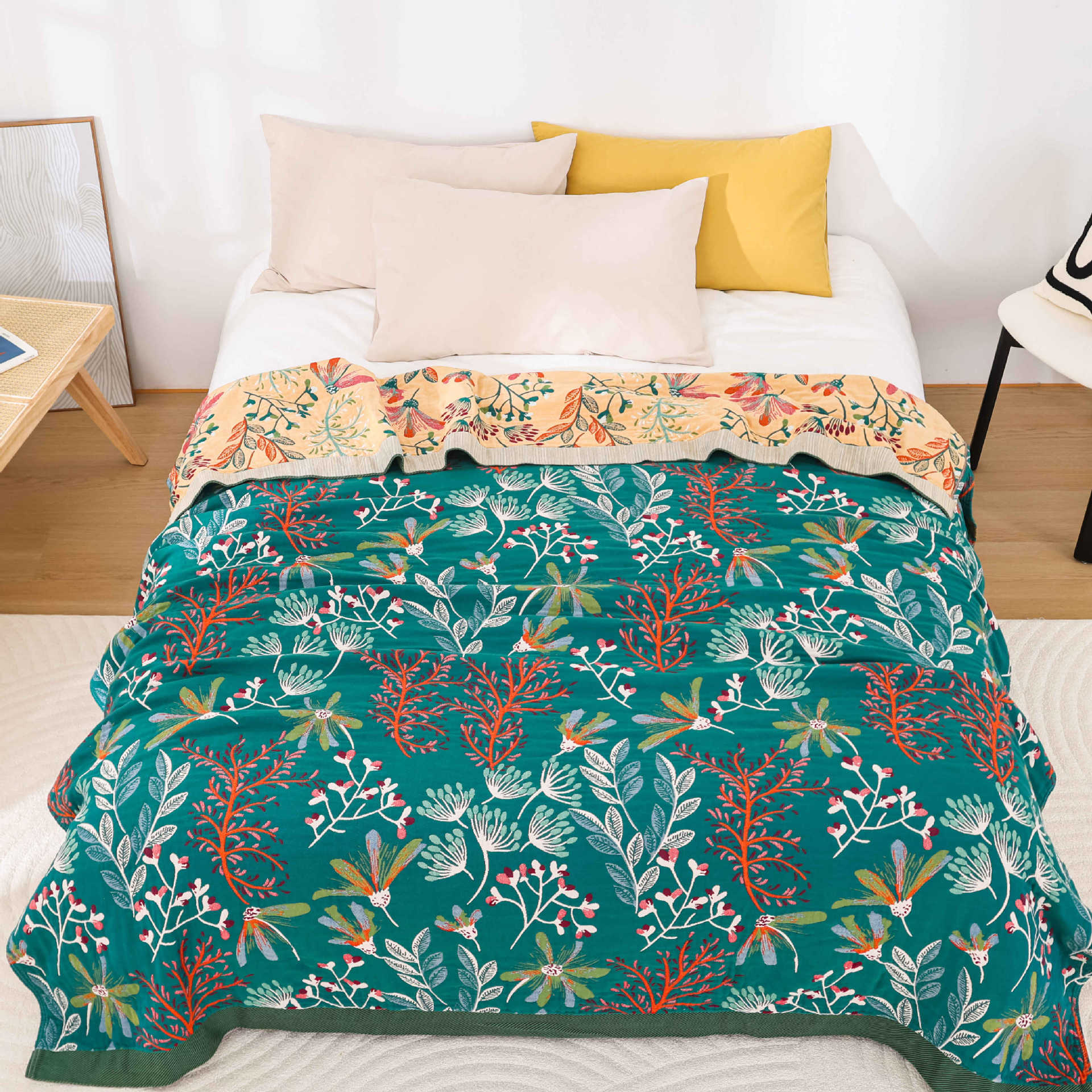 HKM-471059 Lightweight Pure Cotton Gauze Towel Blanket - Summer Cover 200cm x 230cm