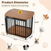 HKM-471059 Modern Wooden Dog Crate End Table for Small and Medium Dogs with Double Doors, Stylish Indoor Kennel Furniture