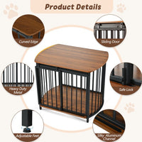 HKM-471059 Modern Wooden Dog Crate End Table for Small and Medium Dogs with Double Doors, Stylish Indoor Kennel Furniture