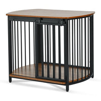 HKM-471059 Modern Wooden Dog Crate End Table for Small and Medium Dogs with Double Doors, Stylish Indoor Kennel Furniture