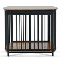 HKM-471059 Modern Wooden Dog Crate End Table for Small and Medium Dogs with Double Doors, Stylish Indoor Kennel Furniture