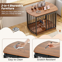 HKM-471059 Modern Wooden Dog Crate End Table for Small and Medium Dogs with Double Doors, Stylish Indoor Kennel Furniture