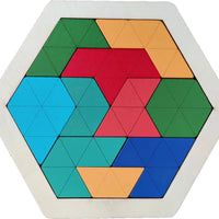 HKM-471059 Wooden Geometry Tangram Puzzle - Educational Brain Teaser Toy for Kids Ages 2 to 14
