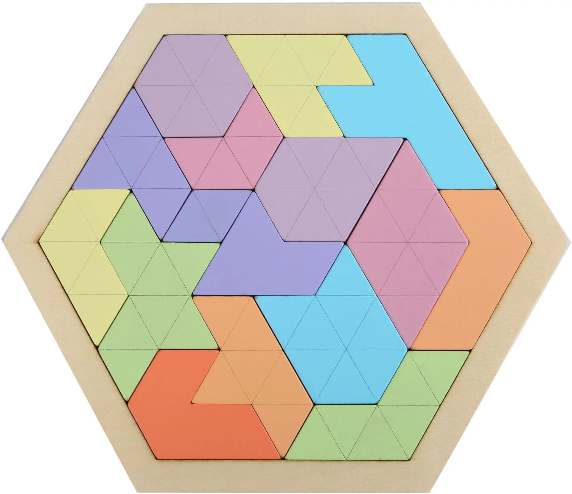 HKM-471059 Wooden Geometry Tangram Puzzle - Educational Brain Teaser Toy for Kids Ages 2 to 14