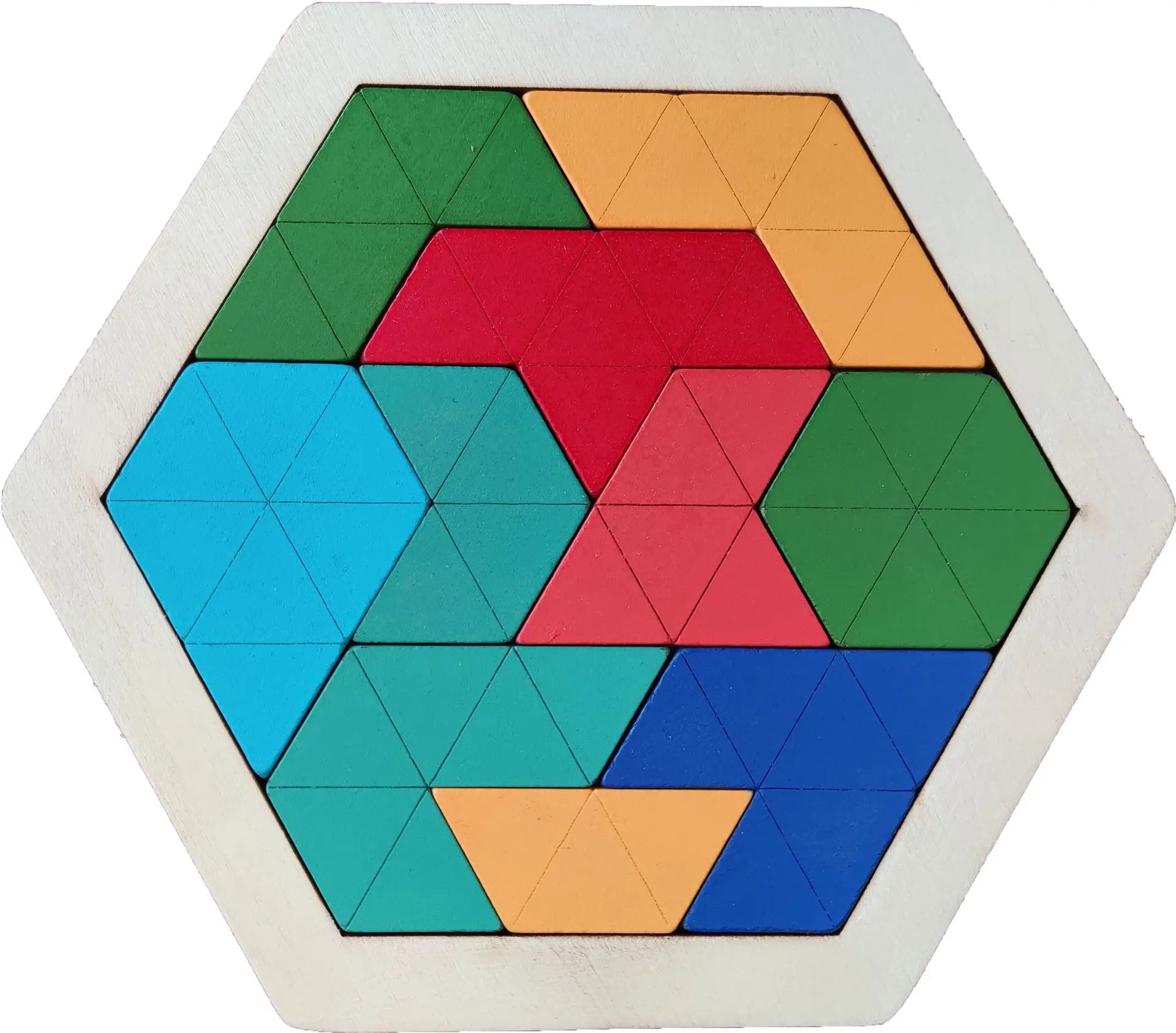 HKM-471059 Wooden Geometry Tangram Puzzle - Educational Brain Teaser Toy for Kids Ages 2 to 14