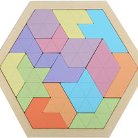 HKM-471059 Wooden Geometry Tangram Puzzle - Educational Brain Teaser Toy for Kids Ages 2 to 14
