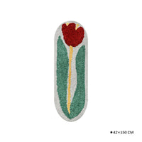 HKM-471123 Tulip Carpet for Girls' Bedroom - Modern Polyester Bedside Mat, 420MM x 1500MM, Spring Green Design