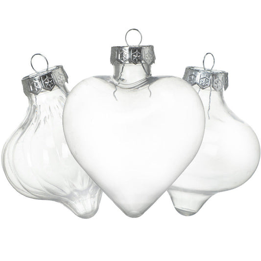 HKM-471187 Transparent Christmas Plastic Ball Bulb Decorations - Various Shapes Available
