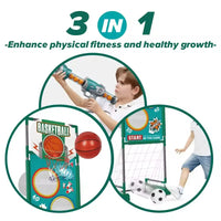 HKM-471315 3-in-1 Outdoor Sports Target Game with Soft Balls and Launchers for Kids