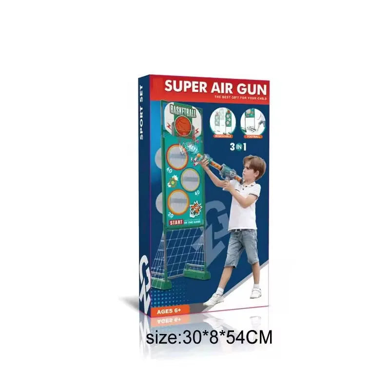 HKM-471315 3-in-1 Outdoor Sports Target Game with Soft Balls and Launchers for Kids