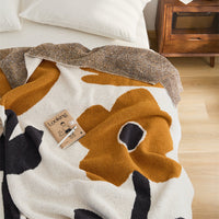 HKM-471379 Nordic Style Semi-Velvet Knitted Blanket with Floral Pattern, 130x160CM