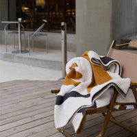 HKM-471379 Nordic Style Semi-Velvet Knitted Blanket with Floral Pattern, 130x160CM