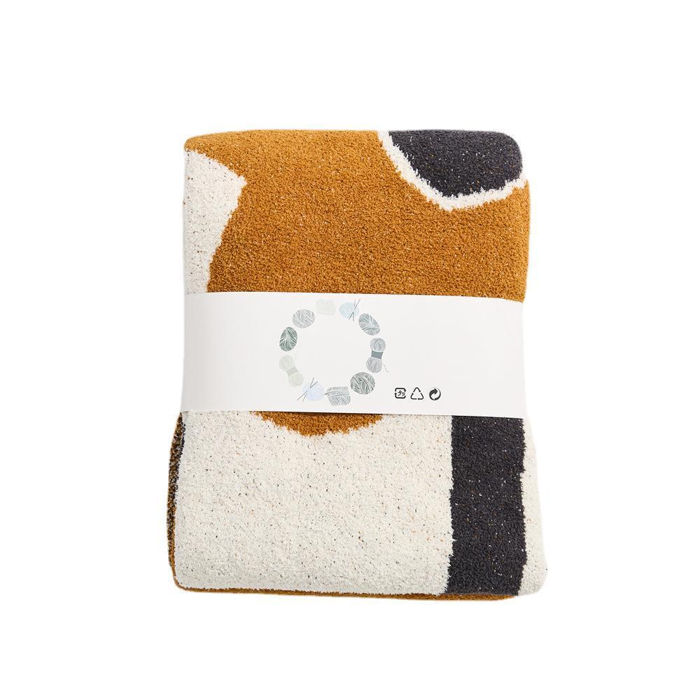 HKM-471379 Nordic Style Semi-Velvet Knitted Blanket with Floral Pattern, 130x160CM