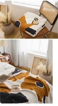 HKM-471379 Nordic Style Semi-Velvet Knitted Blanket with Floral Pattern, 130x160CM